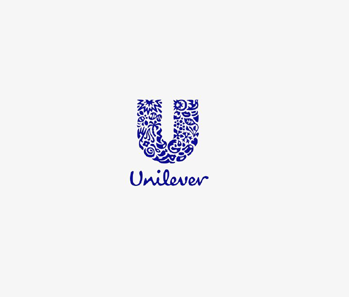 A blue and white unilever logo.
